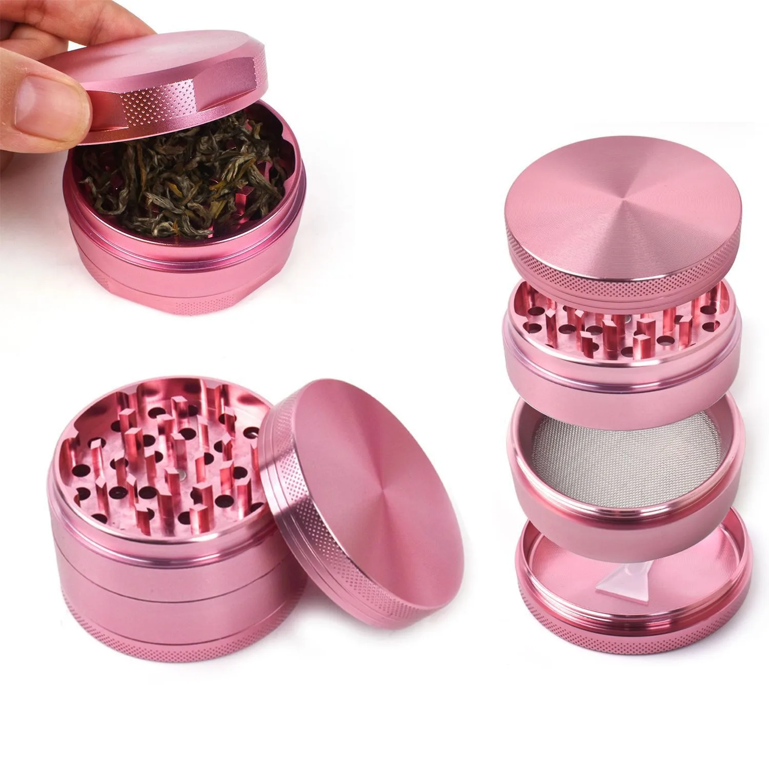 40mm 4 layers tobacco herbal grinder 5 colors crusher metal zinc aluminum alloy cutter mill lighting for spice Smoking