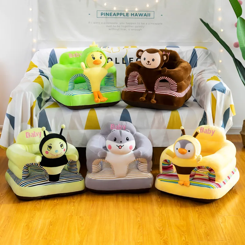 New Cute Cartoon Sofa Leather Baby Baby Seat Sofa Cover Sitting Study Chair Washable Cover With Zipper No PP Cotton Filling