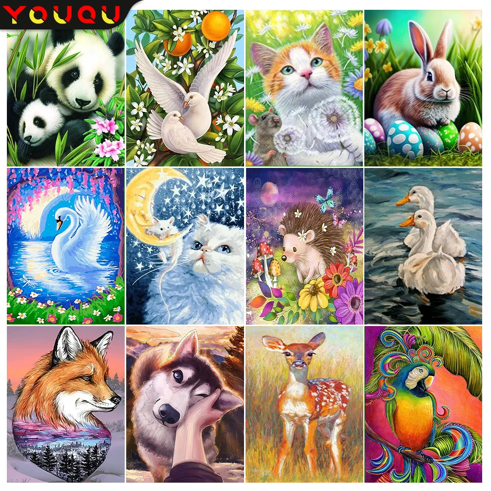 

YOUQU Small Size Diamond Embroidery Diamond Painting Animal Series DIY Diamond Mosaic Picture 5D Personalized Home Decoration