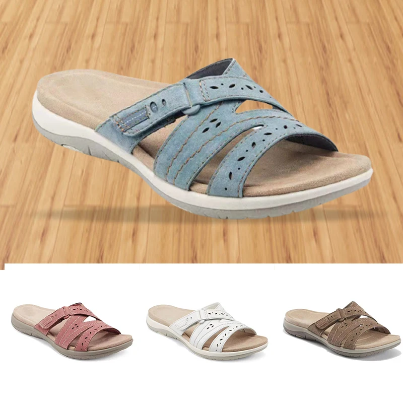 

Woman Orthopedic Comfy Premium Round Toe Sandals Hollow Out Hook-and-loop Design Non-Slip Female Casual Gladiator Walking Shoes