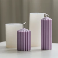 1pc aromatherapy candle mould cylindrical one piece stripe candle silicone mold diy material geometric shaped spire candle mold