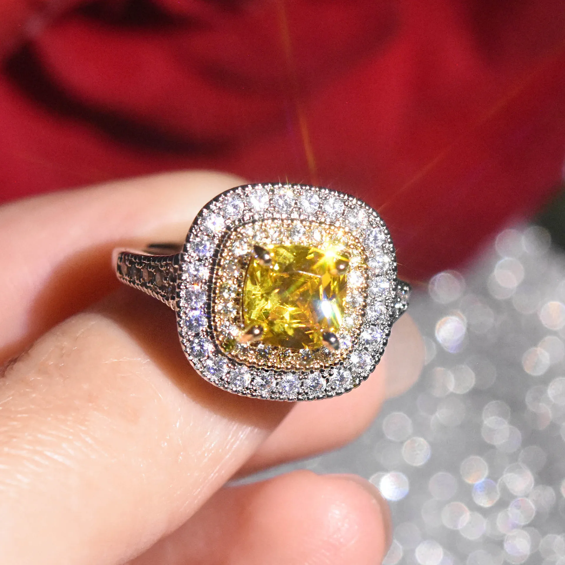 

925 silver Sterling Silver Rings for Women Wedding Bands Topaz Jewelry Gemstone Female Origin Topaz Silver 925 Jewelry Anel Box
