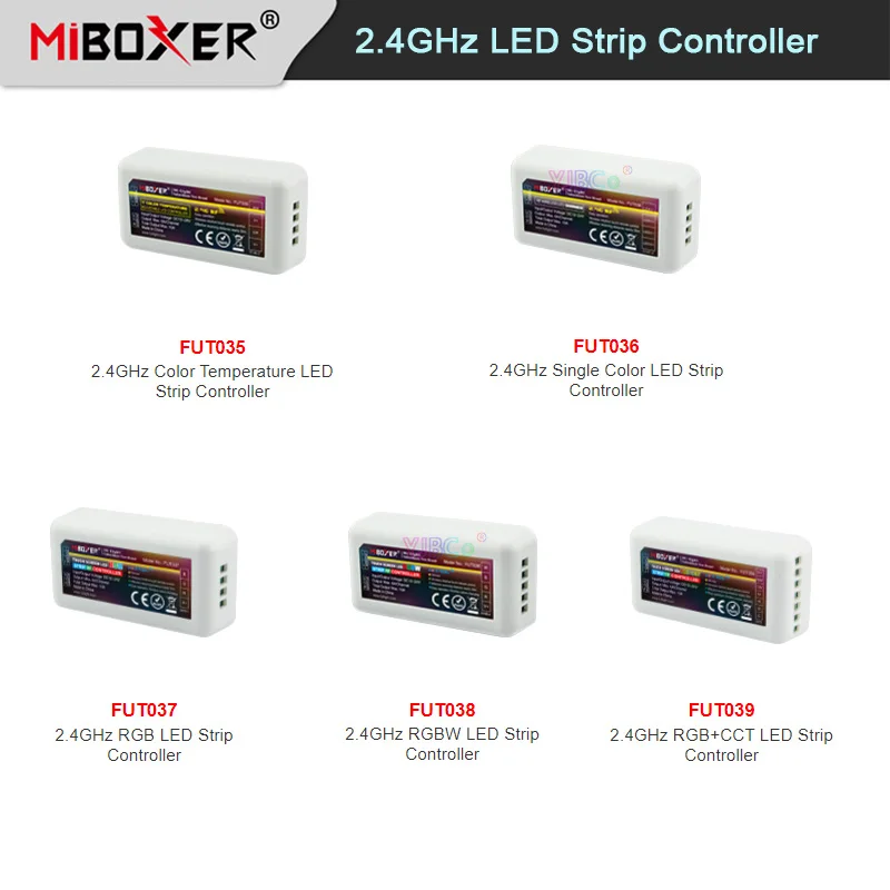 

Оптовая продажа, Светодиодная лента Miboxer 2,4G с регулировкой яркости, одноцветная, с контроллером ярсветильник сти, цветопередачи, цветопередачи, RGB, RGBW, RGB, CCT, Mi светильник