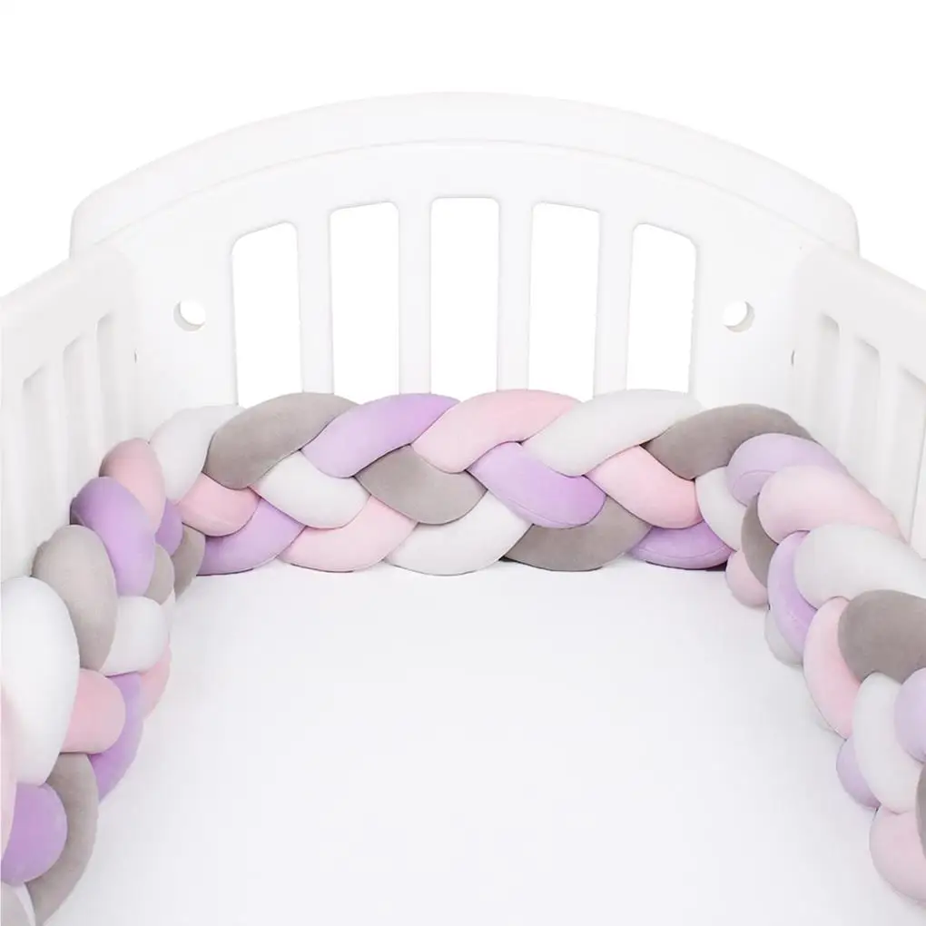 

Baby Bed Bumper Newborn Soft Crib Leg Head Anti-collision Fence Protector Nursery Cradle Braid Knot Cushion Boys