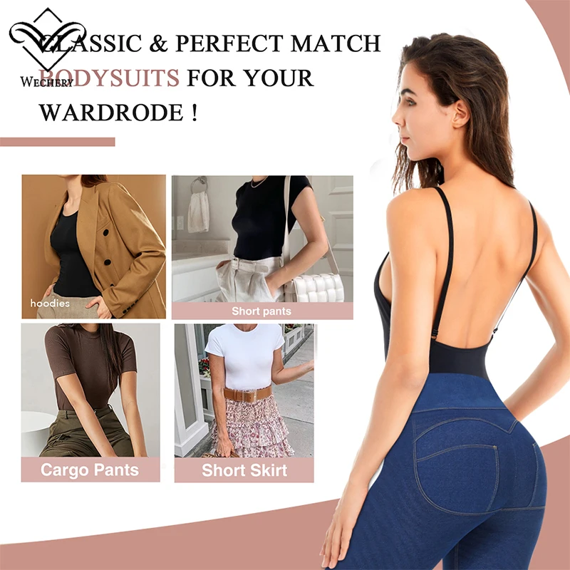 Backless Bodycon Black Skinny Bodysuit Women Body Streetwear Sexy Shapewear Top Stretch Waist Shaper