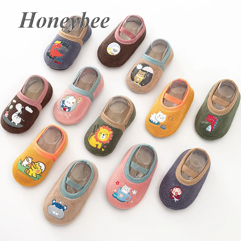 

Baby Floor Socks Children's Spring Winter Indoor Soft Bottom Plus Velvet Toddler Anti-cool Socks Thick Infant Shoes and Socks