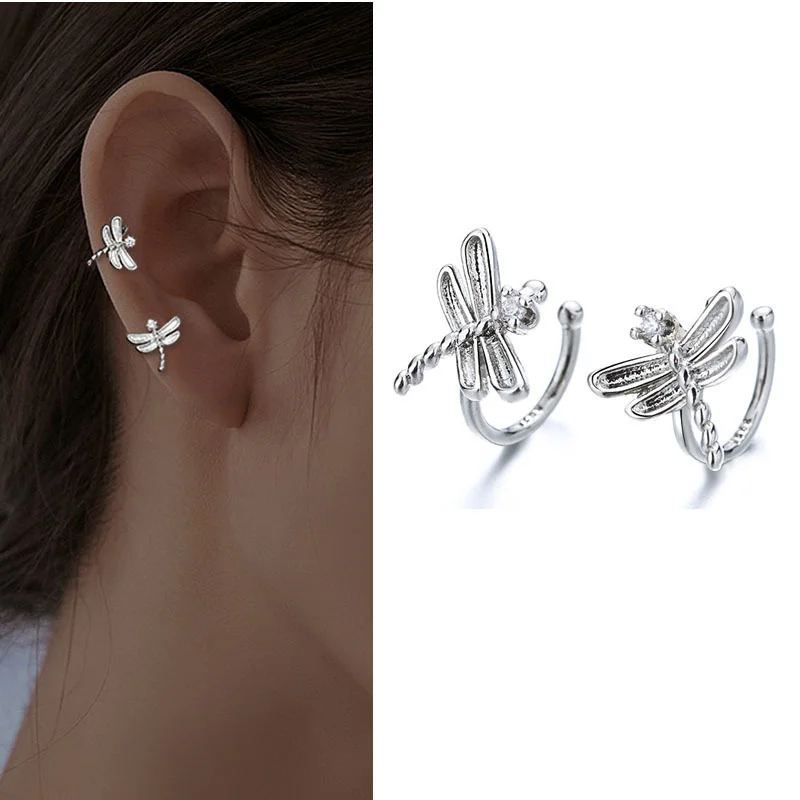 

Серьги-гвоздики в виде стрекозы, с фианитами