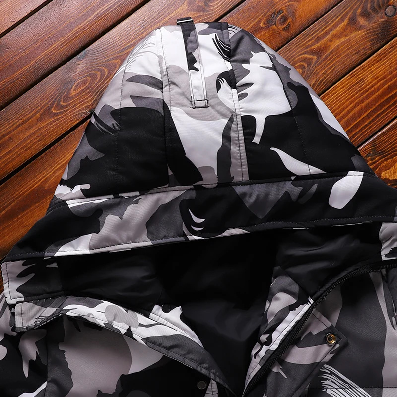 Winter Hooded Jacket Men Camouflage Windproof Thick Man Jacket Coats Homme Clothing Fashion Male Parkas with Hat Oversized 3XL