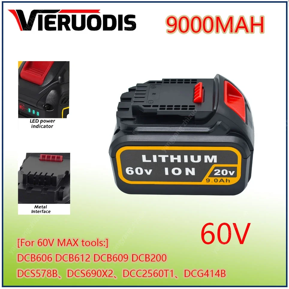 Сменный аккумулятор 9.0Ah 20V 60V MAX для Dewalt DCB606 DCB609 DCB205 DCB204 DCB206 DCB209 инструменты
