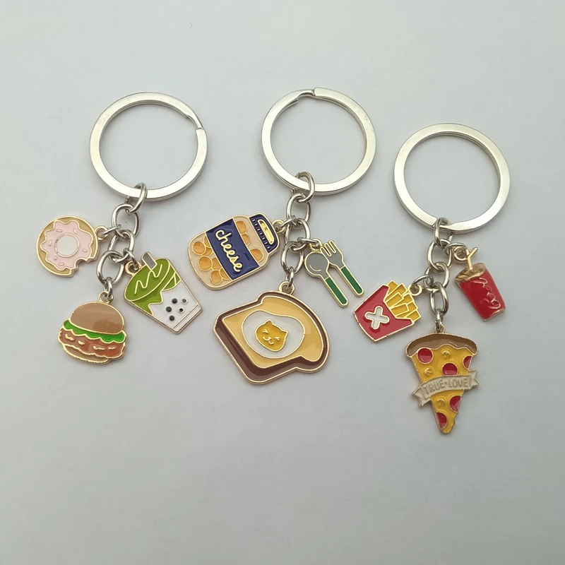 Новый эмалированный брелок для ключей с мороженым тортом жемчугом молоком чаем