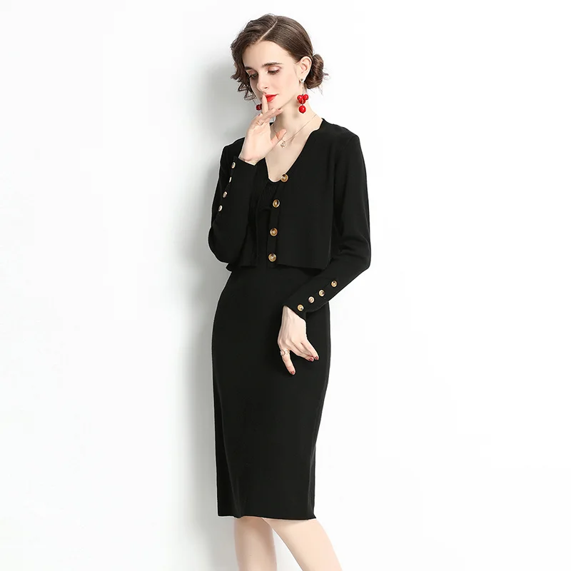 

Women Warm Winter Designer Elegant Knitting Office Dress Suit Female V Neck Sweater Top+Fashion Sheath Bodycon Pencil Skirt Sets