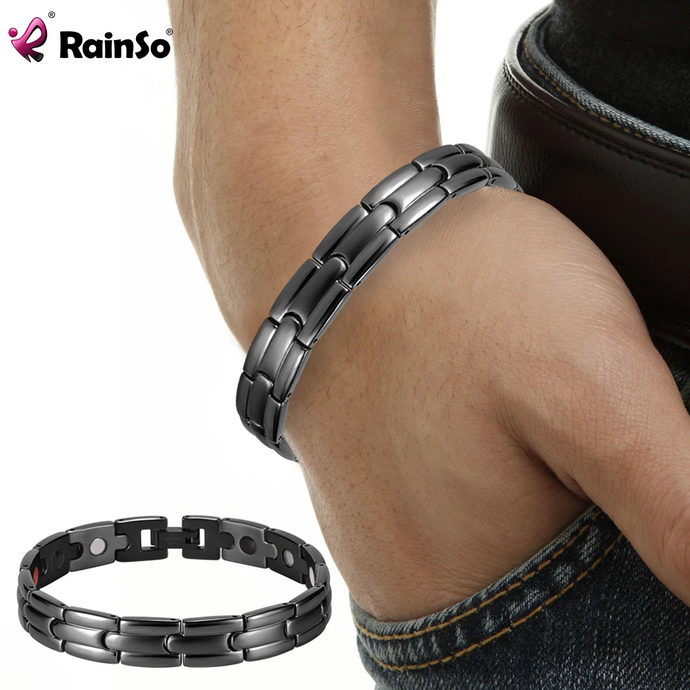 

Rainso Therapy Magnetic Bracelet Health Bio Energy Bracelet For Men Stainless Steel Bracelet 4in1 Elements Fine Jewelry