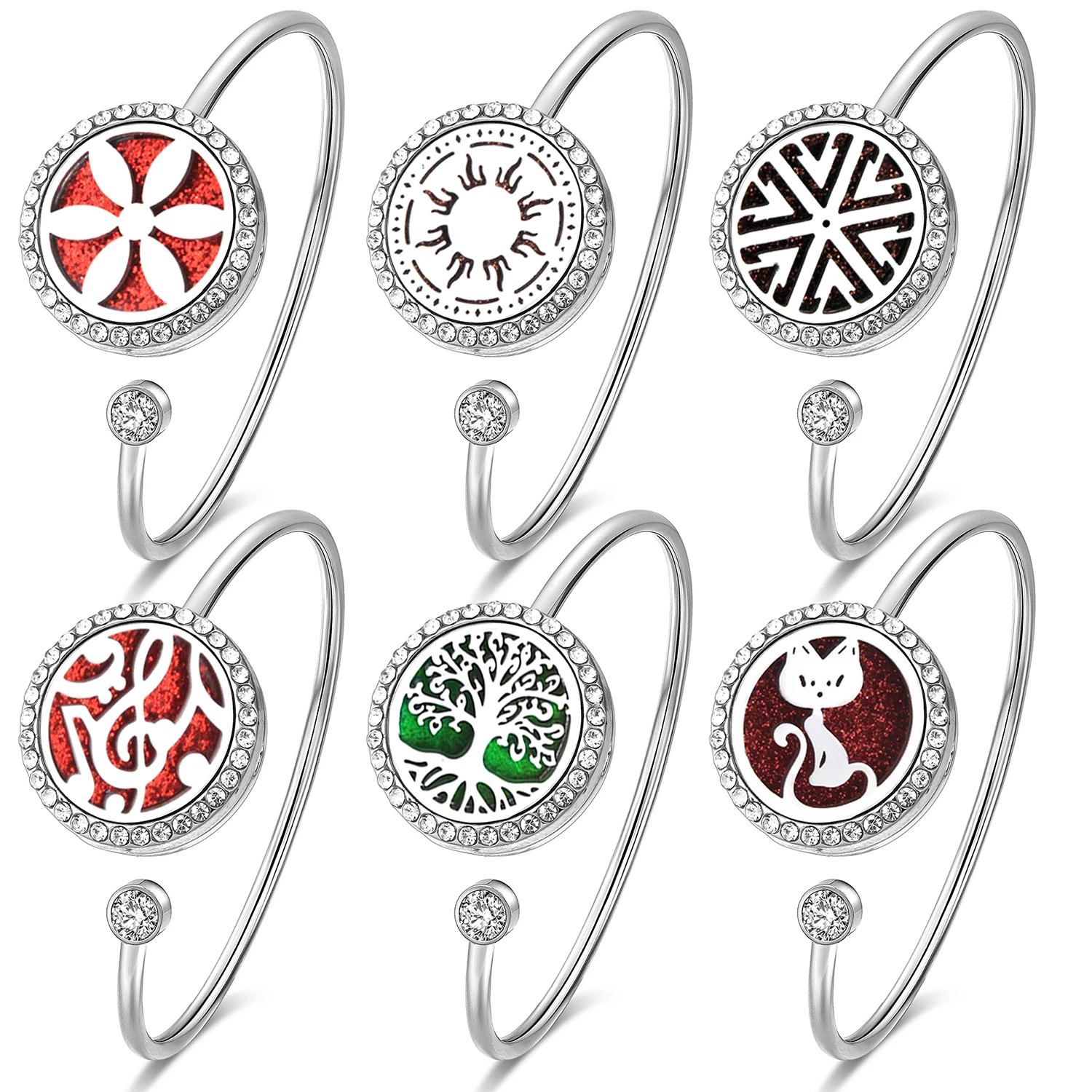 

Flower Fairy Aromatherapy Perfume Lockets Bracelet Zircon Essential Oil Diffuser Bracelet For Women Stainless Steel Jewelry Gift