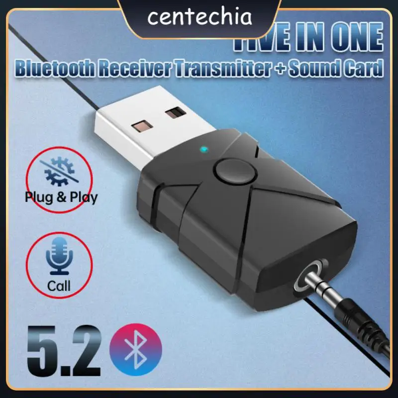 

5.2 Usb Dongle Dual Function Portable Wireless Audio Receiv Transmitterer Call Support For Speaker Headset Car 5 In 1