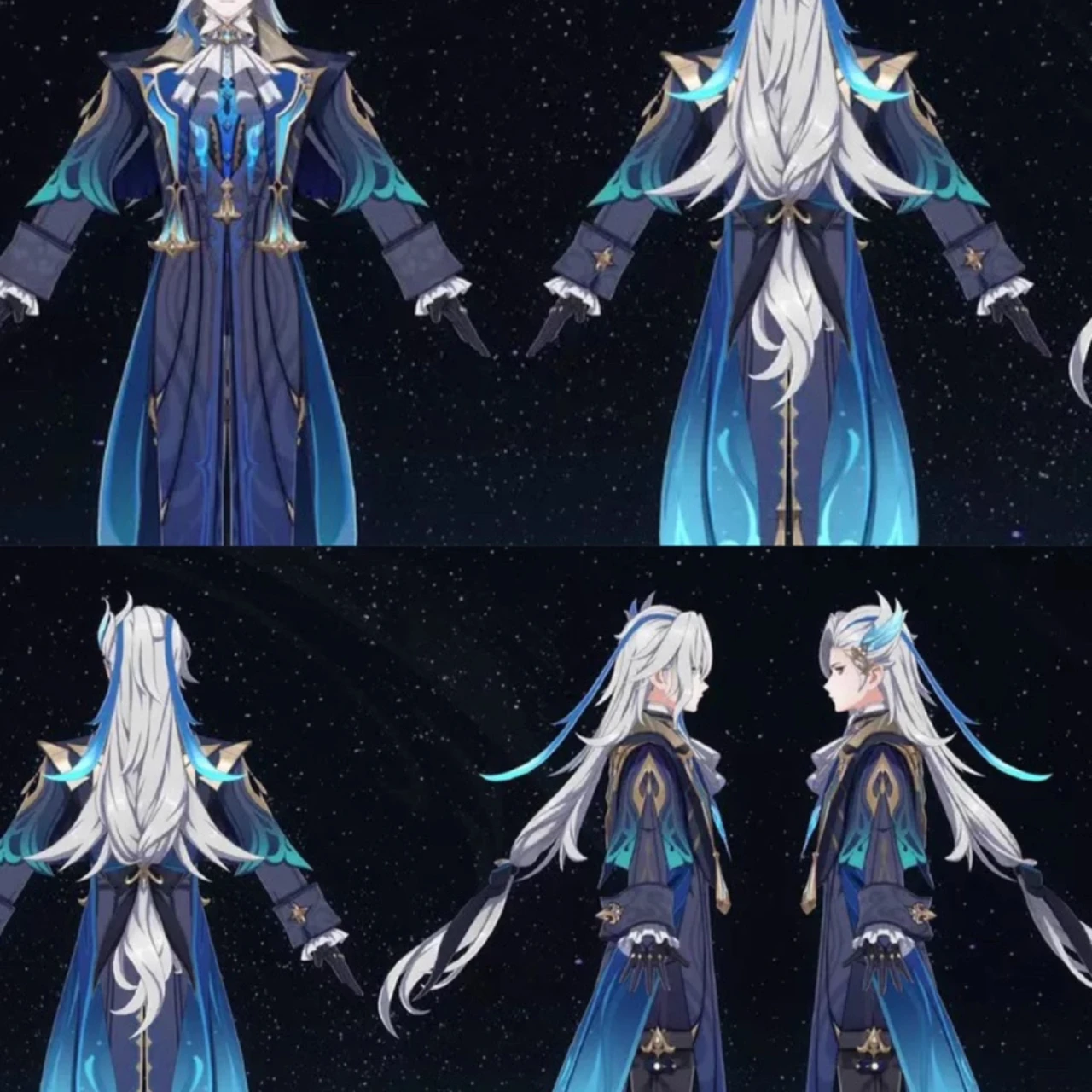 Genshin Impact Neuvillette Cosplay Costume Uniform Headwear Cloak Gloves Chief Justice Fontaine Halloween Uniform Party
