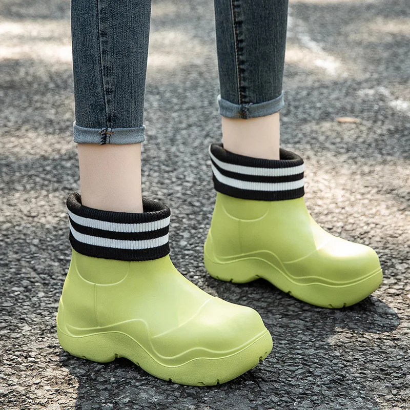 2022 Ankle Rain Boots Women Summer New Candy Color Waterproof Non-slip Rain Shoes Thick Bottom Warm Water Boots