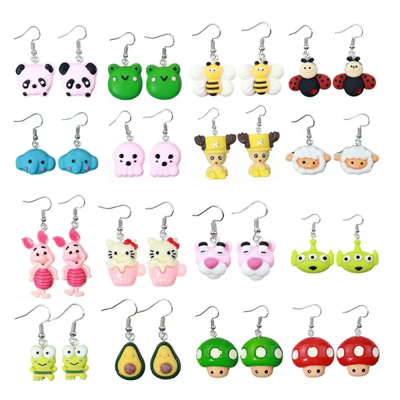 

Sanriod Anime Peripherals Kitty Kerokero Keroppi Piglet Pink Panther Cute Cartoon Characters Kawaii Creative Earring Gift