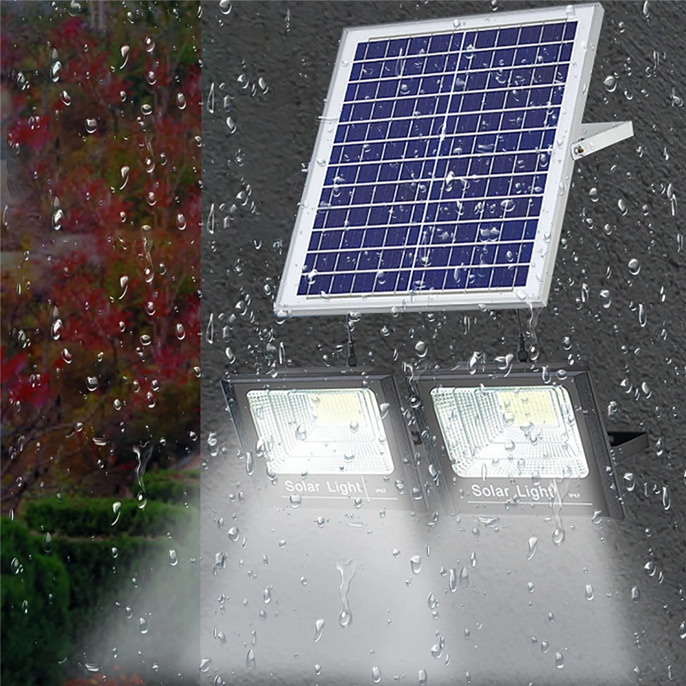 

Solar LED Light Outdoor Waterproof Fence Light Light Control Remote Control One Drag Two Lamps Spotlight For Football Field Home