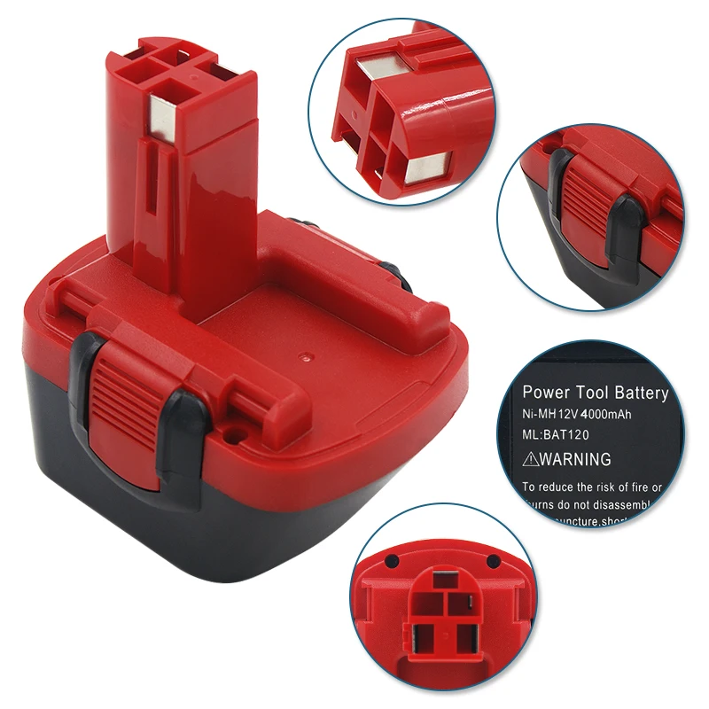 Сменный перезаряжаемый аккумулятор BAT043, BAT045, 12 В, 4000 мАч, Ni-MH для аккумулятора Bosch, BAT049, BAT139, BAT120, GSR12VE-2 PSR12VE, PSB12