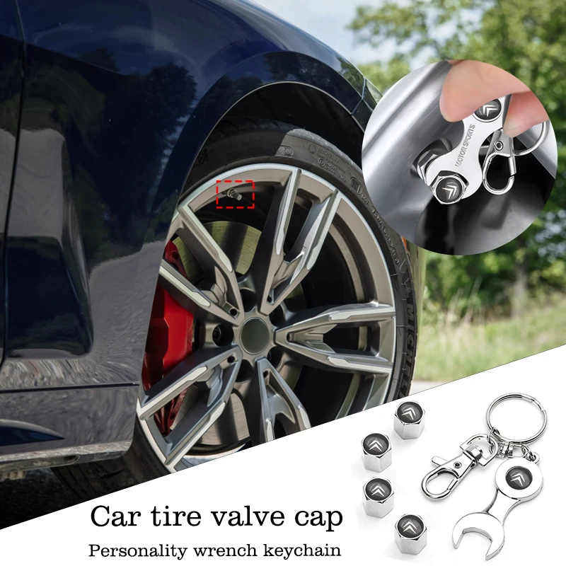 

Car Wrench Keychain Cap Car Logo Dust Valve Wheel Tire Accessories For Citroen C1 C2 C3 C4 C5 C6 C8 C4L DS3 DS4 DS5LS DS6 Berlin