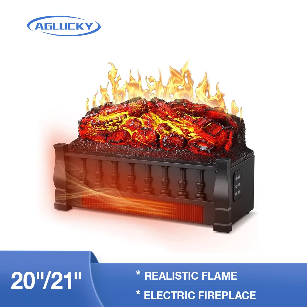 

AGLUCKY 20IN/22IN Electric Fireplace Log Set Heater Remote Control, Flame Brightness Adjustable Realistic for living room