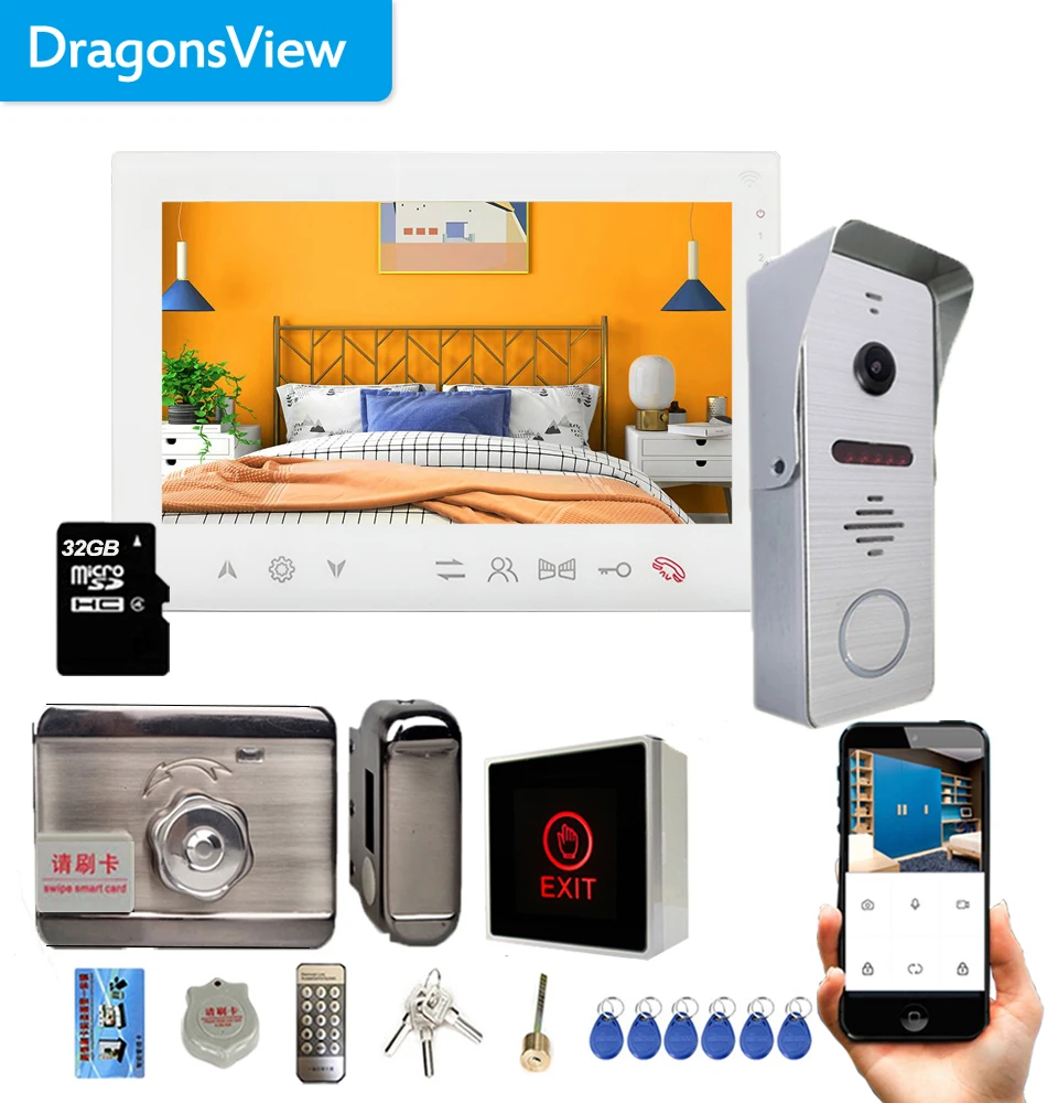 Dragonsview-intercomunicador inteligente inalámbrico para el hogar, teléfono con timbre, cámara de 960P, desbloqueo remoto, 3A, fuente de alimentación, aplicación Tuya, 7