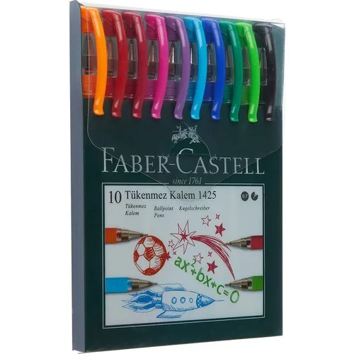

Шариковая ручка Faber Castell 1425, шариковая ручка для всей семьи, 10 шт. пакетов, 10 разноцветных ручек, офисный материал