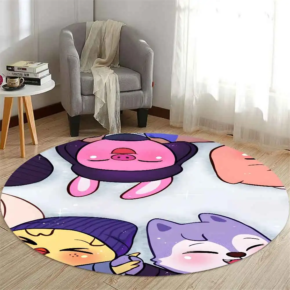 Skzoo HD Printed Round Carpet for Living Room Bedroom Kitchene Rugs Mats Flannel Anti-Slip Rug Decoration Gift