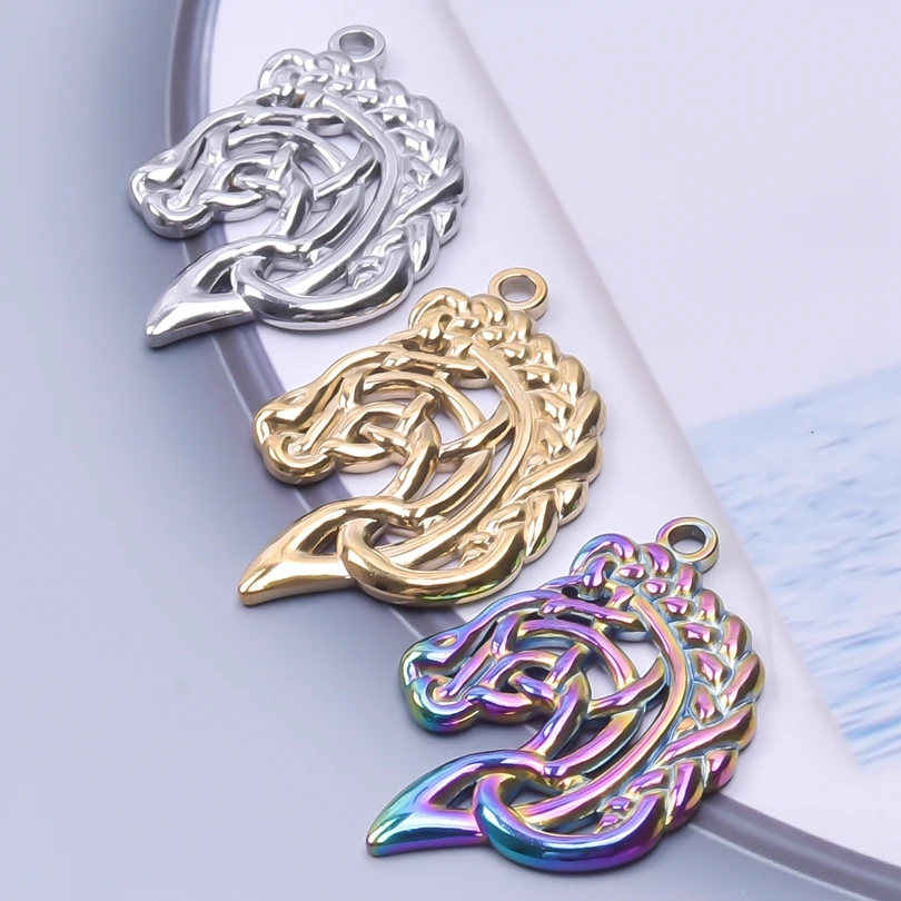 

3pcs Stainless Steel Silver Color Horse Head Charms Punk Style Animal Pendants DIY Supplies Jewelry Making Finding Accessories