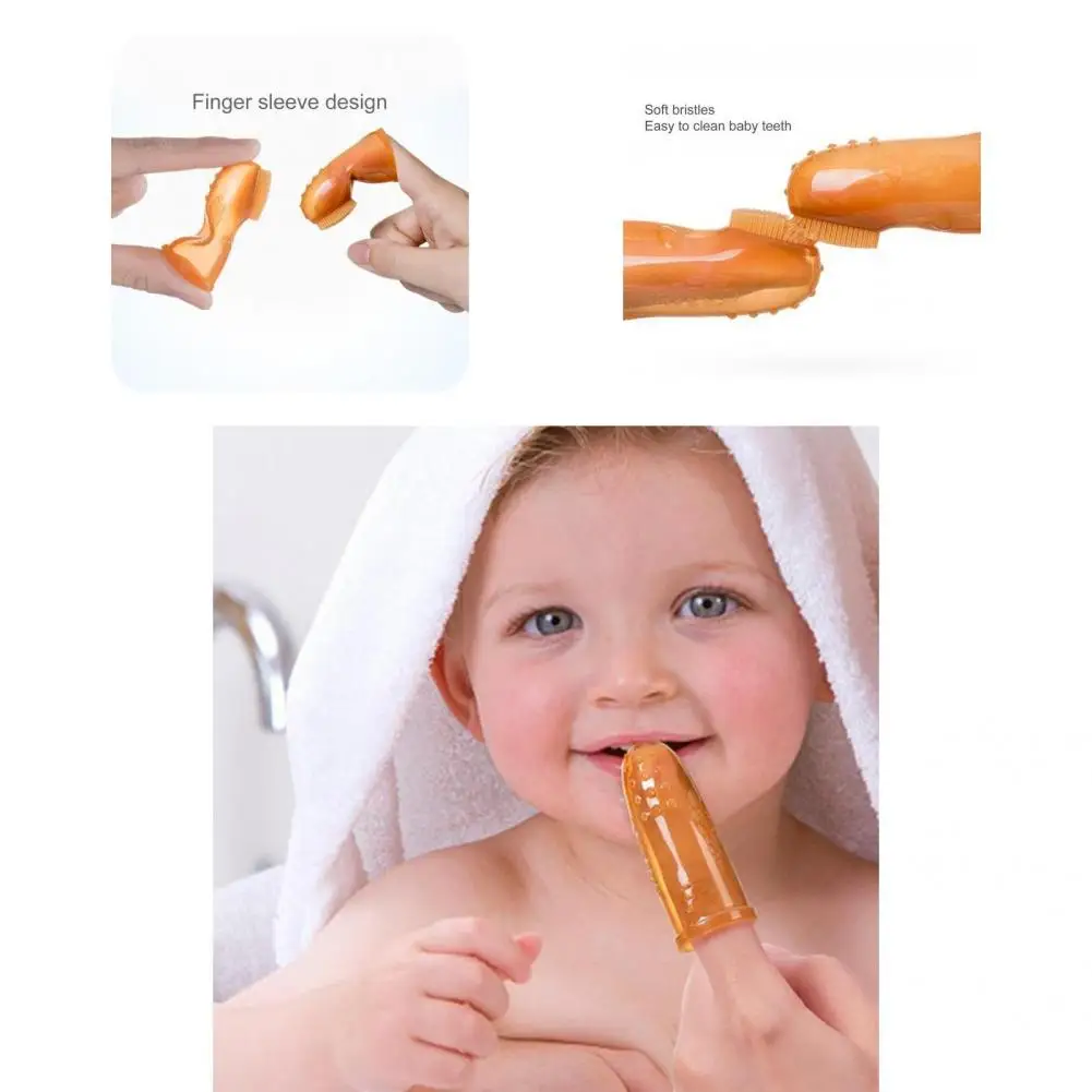 

Super Soft Brown Color Baby Cleansing Massage Finger Toothbrush for Bathroom