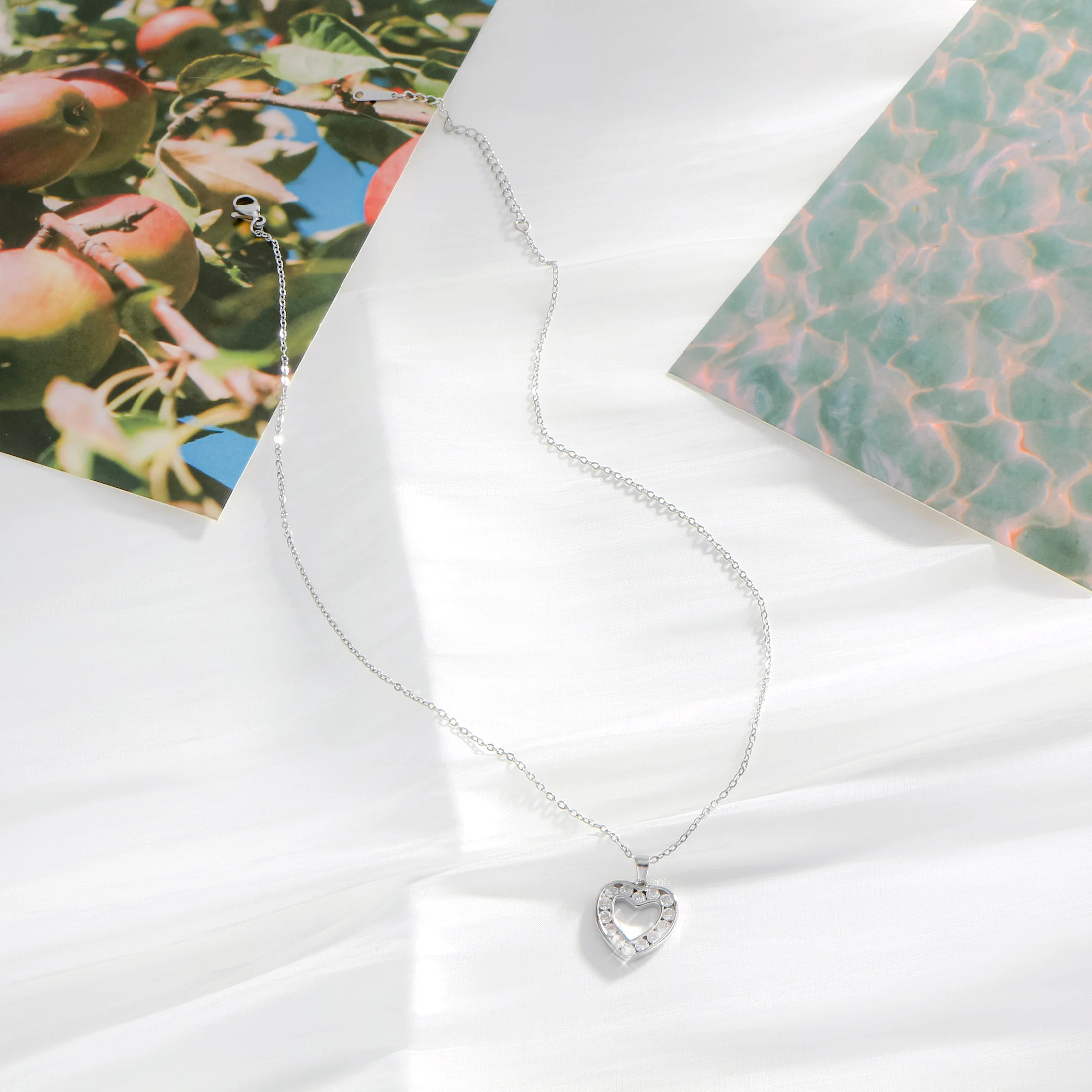 Женское модное ожерелье с кулоном из кубического циркония в форме сердца