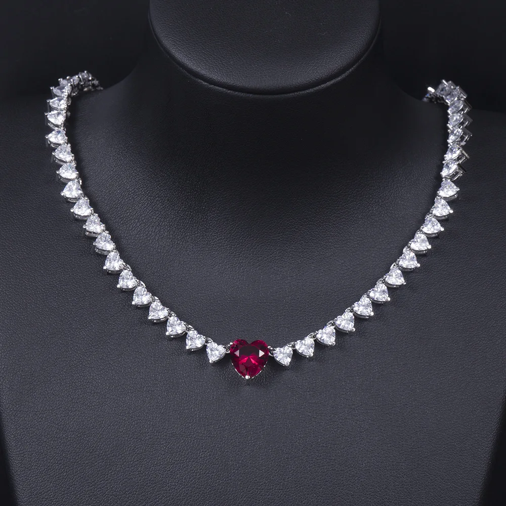 HIBRIDE Роскошный дизайн сердца Bling CZ ожерелье и кулон для женщин свадебная мода
