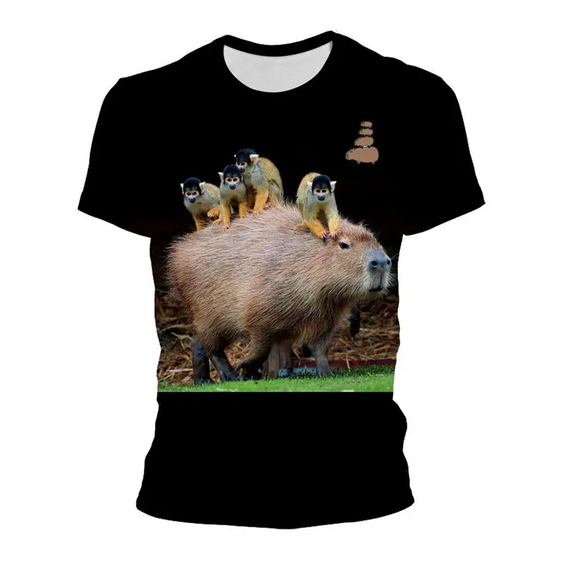 

Cute Capybara Graphic T Shirt for Men 3D Printed Polyester T-shirt Kawaii Kids Boys Short-Sleeved Tops Anime Cartoon Tee Shirts