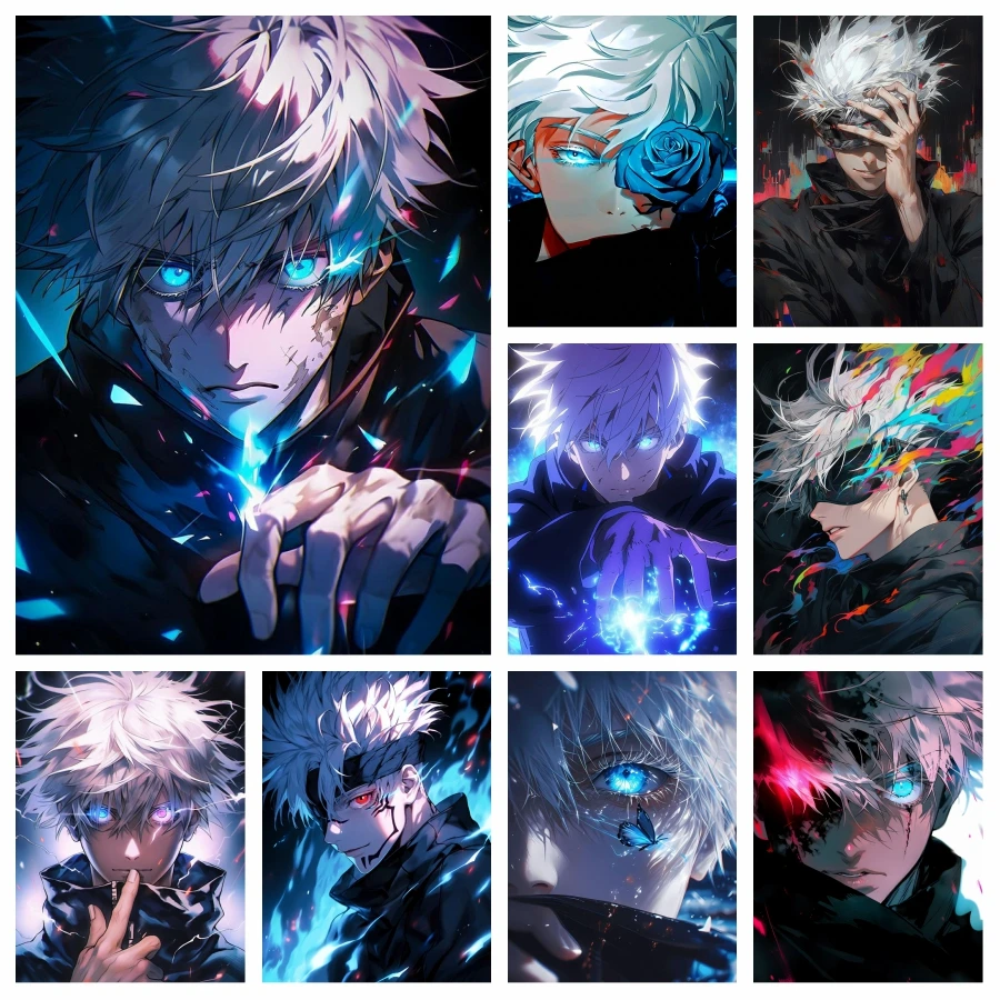 Алмазная картина аниме дзюдзюцу кайсен произведение искусства с голубыми