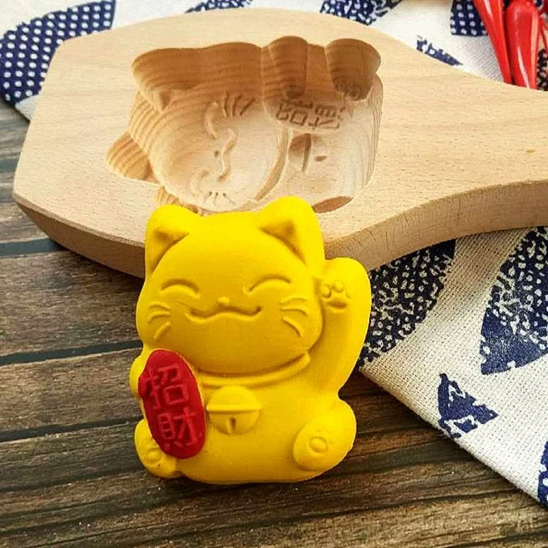 

Cat Shape Wooden Mooncake Mold Chinese Traditional Mid-autumn Festival Tool for Muffin Cookie Biscuit Moon Cake Mould Baking