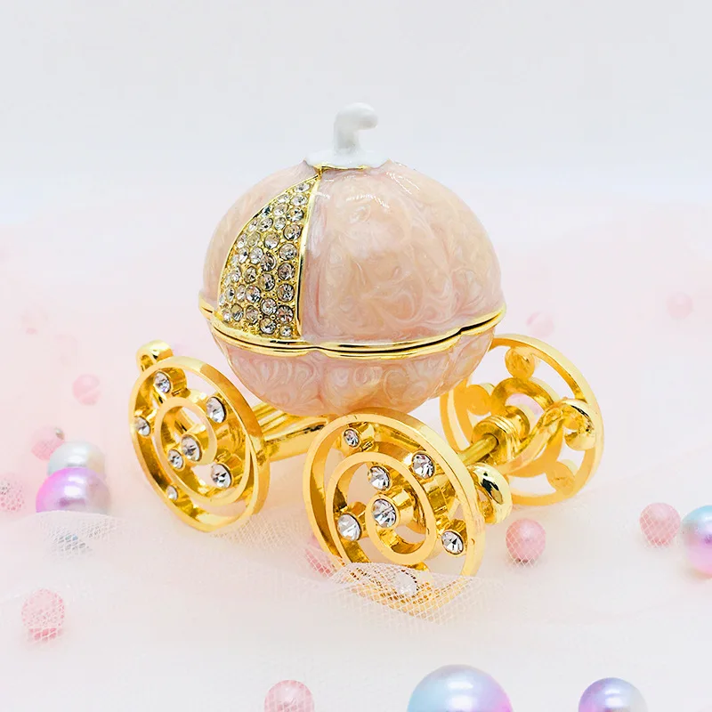 

Pumpkin carriage jewelry box girls' Gift Ring Necklace Jewelry Box ornaments enamel crafts ornaments cosmetic containers