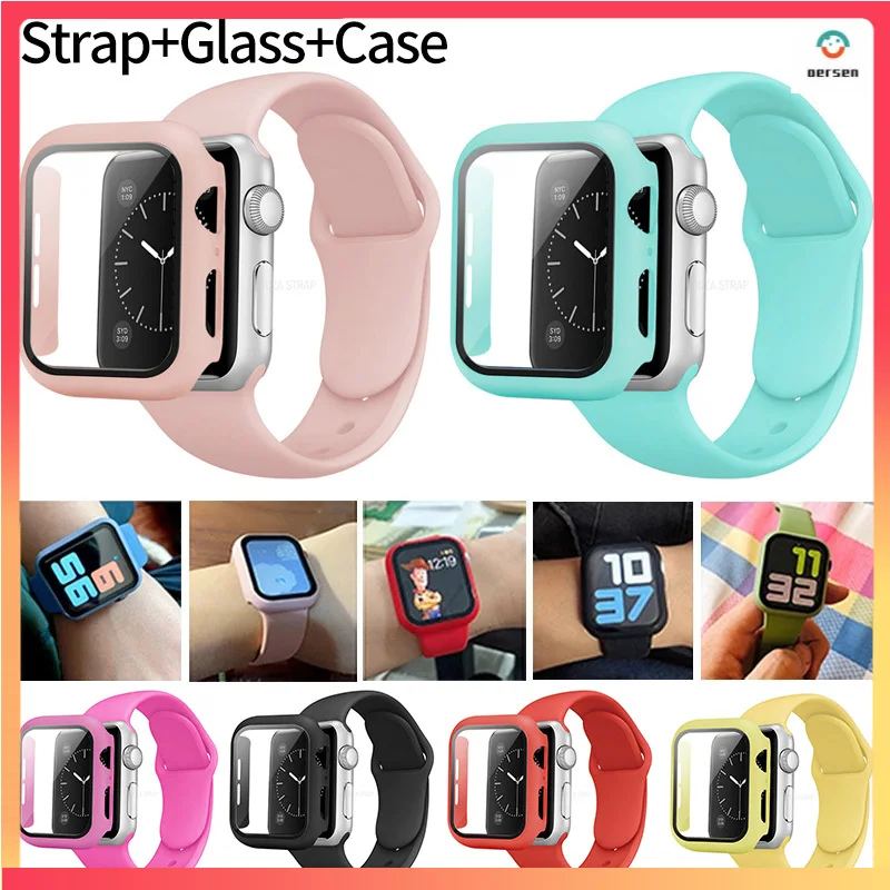 

Strap+Case Set for Apple Watch Band 44mm 40mm iWatch band 42mm 38mm Silicone Bumper+Bracelet for Apple Watch series 4 3 5 SE 6