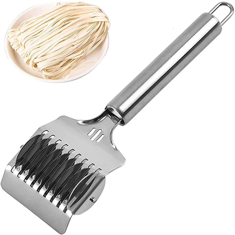 

BalleenShiny Stainless Steel Noodle Cutter Manual Noodle Cutter Multi-function Noodle Cutter Garlic Cutter Home Kitchen Tool