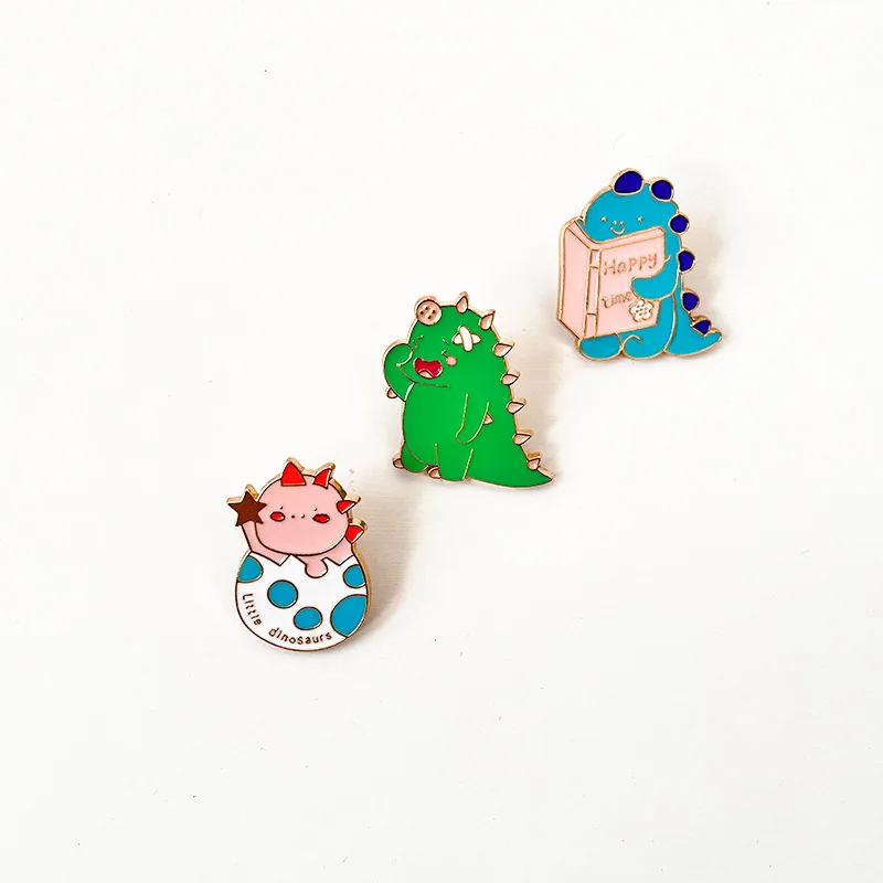 Эмалированные заколки в виде маленького динозавра милые значки с отворотами
