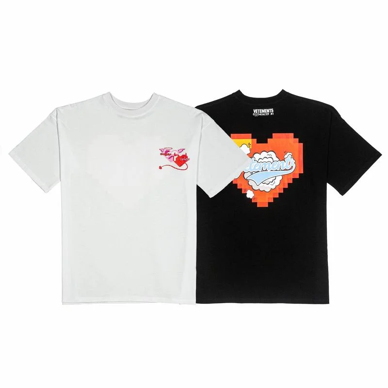 

22SS Color Heart Letter Printing 100% Cotton EU Size Vetements T Shirt Men Women High Street Summer Justin Bieber Military
