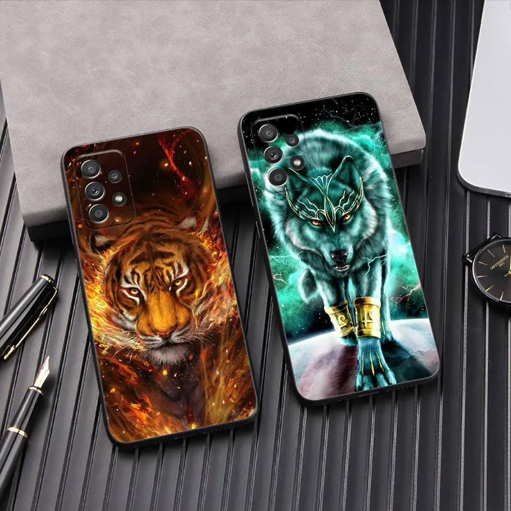 

The Tigre Wolf Phone Cover Galaxy A53 5G Case Lion For Samsung A54 A52 A52S A51 A71 A73 A72 A41 A42 A91 A32 A33 Animal Back Case