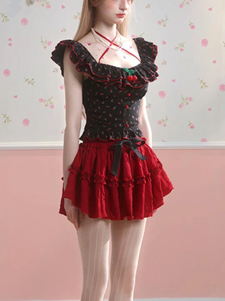 Летний японский кавайный комплект из 2 предметов женский корейский костюм с