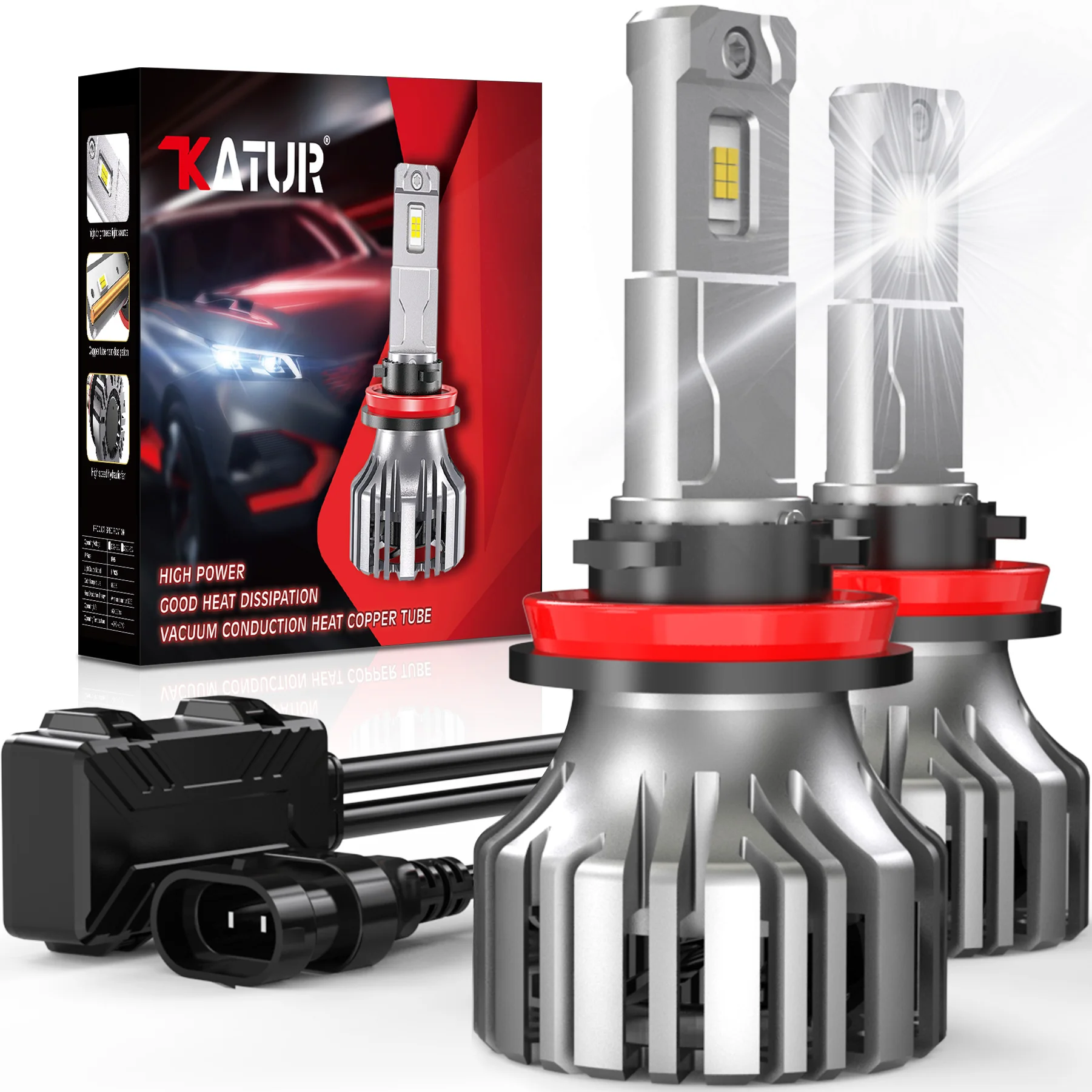 Katur 2x H8 H9 H11 лампы для автомобильных фар Canbus 6500 лм K сверхъяркая автомобильная