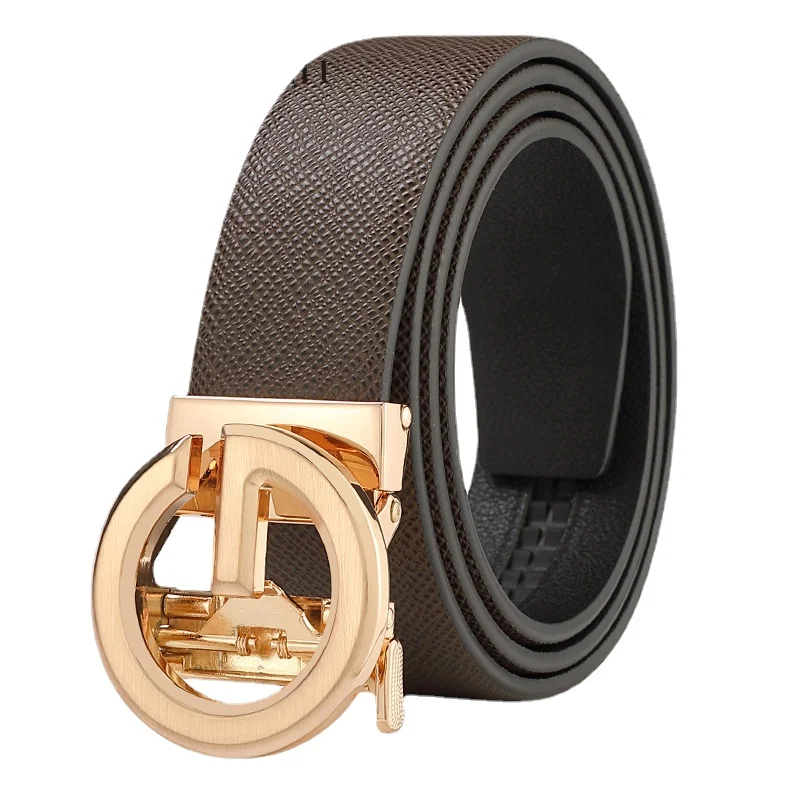 New Belt Men's Casual Automatic Buckle Leather Belt Cowhide Business Young Men Belts Luxury Designer