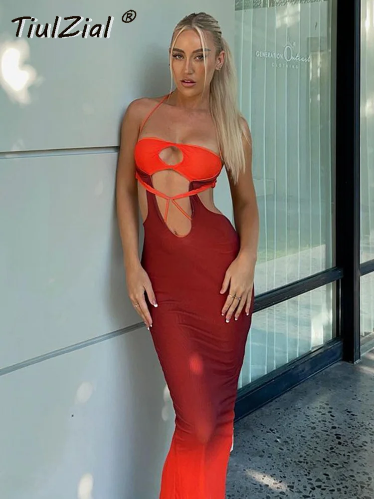 

Платье-миди с открытой спиной и принтом, без рукавов