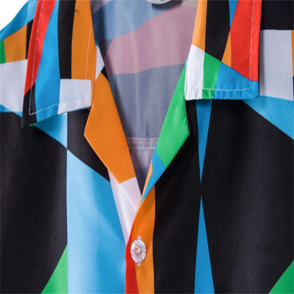 Summer Hawaiian Men Shirts Vacation Beach Tops Camisas Floral Print Short Sleeve Casual Lapel  Blouse