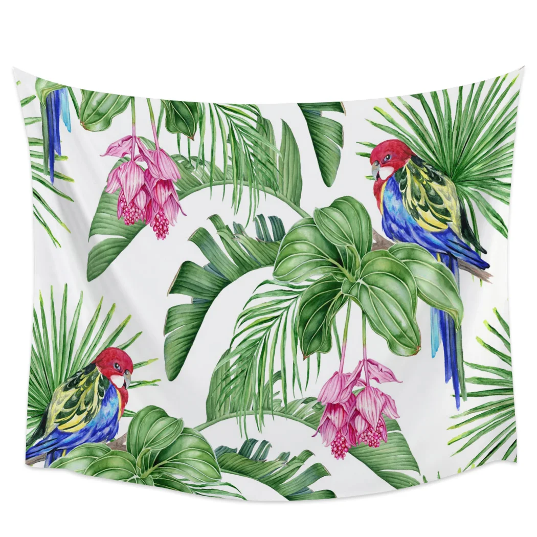 

Тропический букет в виде попугая, настенное украшение для спальни, гостиной, настенная ткань, гобелен, пляжное полотенце для йоги