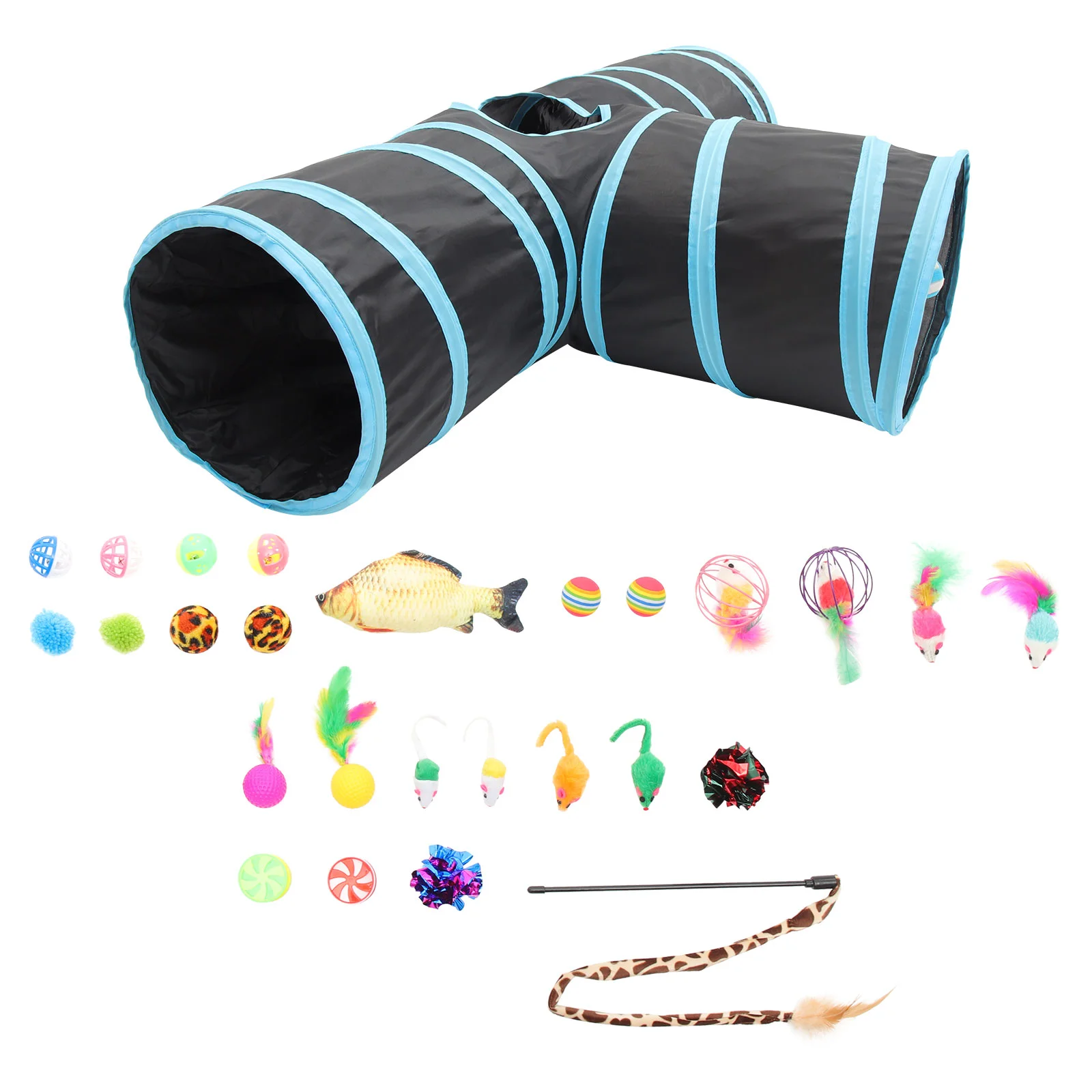 

Cat Toy Toys Tunnel Teaser Interactive Kitten Pet Cats Catnip Tube Play Catcher Indoor Exercise String Playing Collapsible