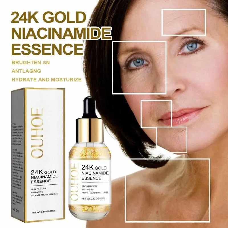 

24k Gold Niacinamide Moisturizing Firming Essence Brightening Serum Dark Spot Remover Liquid Anti Aging Anti Wrinkle Oil