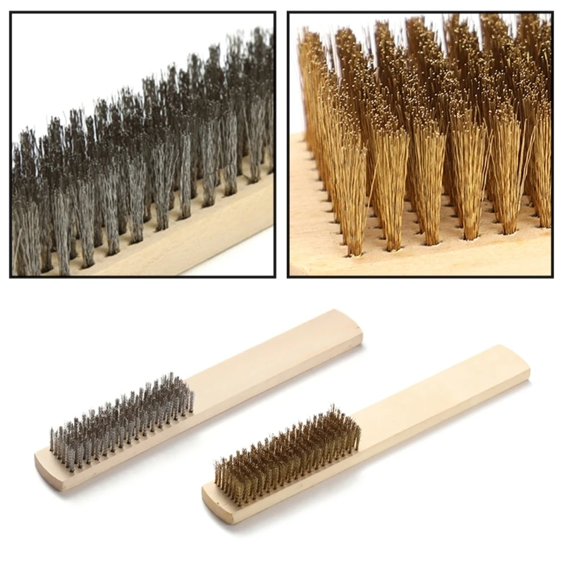 

Copper/Steel Brush Wire Scratch Brush with Timber Handle 6 Row Wire Bristle for Cleaning Paint Rust & Dirt 12 Piece/set